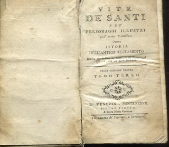 Vite De Santi E De Personaggi Illustri Dell antico Testamento III.