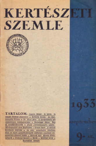 Kert�szeti Szemle 1933 szeptember (9. sz�m)