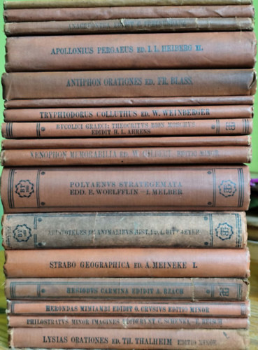 Herondas, H�sziodosz, Strabonis, Arisztotel�sz, Polyaenus, Xenophon, Hesychius Milesius, Tryphiodorus, Colluthus, Anthip�n, Apollonius Pergaeus, Aiszk�losz Philostratos - Bibliotheca Teubneriana - 7. k�nyvcsomag (17 k�tet) (g�r�g-latin nyelven)