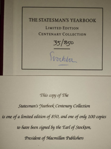 Barry Turner - THE STATESMAN'S YEARBOOK CENTENARY COLLECTION 1900/2000 - LIMITED EDITION. SZ�MOZOTT, AL��RT!