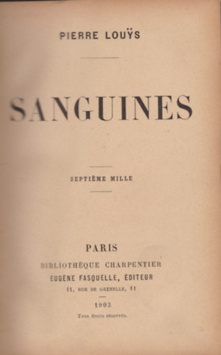 Piere Louys - Sanguines