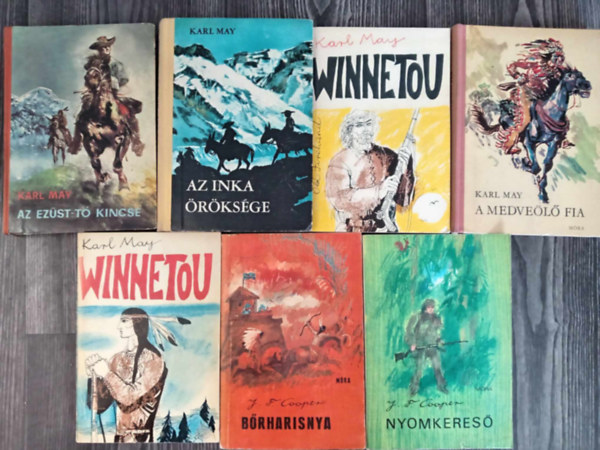 Karl May, J. F. Cooper - (7db) Vadnyugati ifjsgi kalandregny knyvcsomag: Az ezst t kincse / Az inka rksge / Winnetou - Old firehand / A medvel fia / Winnetou / Brharisnya / Nyomkeres