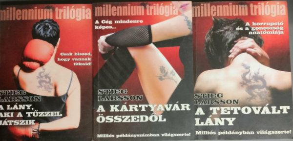 David Lagercrantz Stieg Larsson - 3 db. kötet a Millennium sorozatból (A lány, aki a tűzzel játszik + A kártyavár összedől + A tetovált lány)