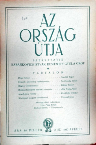 Barankovics Istvn- Dessewffy Gyula grf  (szerk.) - Az orszg tja 1937 prilis 2. szm