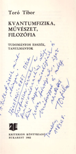 Tor Tibor - Kvantumfizika, mvszet, filozfia. Tudomnyos esszk, tanulmnyok