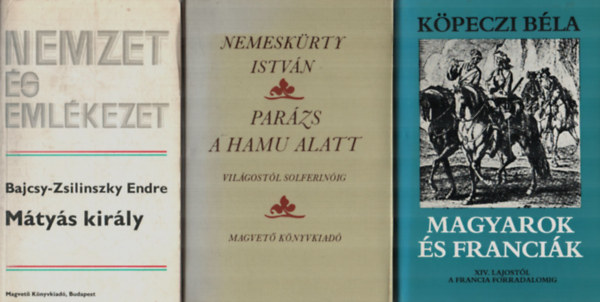 Nemesk�rty Istv�n, K�peczi B�la Bajcsy-Zsilinszky Endre - Magyarok �s Franci�k+M�ty�s kir�ly+Par�zs a hamu alatt. (3 m� egy�tt)