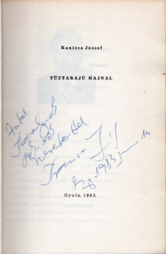 Kanizsa J�zsef - T�ztaraj� hajnal  - Versek (dedik�lt)