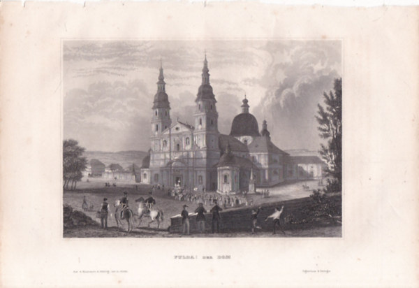 Fulda (Der Dom) (Fuldai dm, Fulda vros, Nmetorszg, Eurpa) (16x23,5 cm mret eredeti aclmetszet) (1856)
