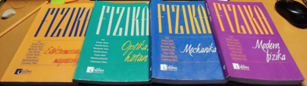 4 db. fizika tanknyv (Elektromossg, mgnessg + Modern fizika + Mechanika + Optika, htan)