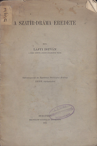 Lajti Istv�n - A szat�r-dr�ma eredete