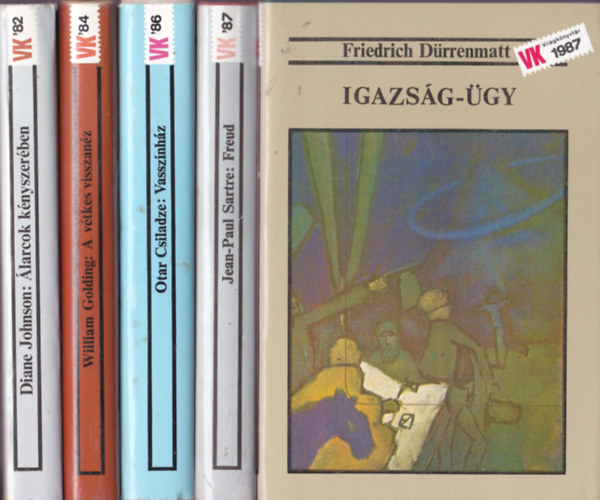 Vil�gk�nyvt�r k�nyvcsomag : 5db: Friedrich D�rrenmatt:Igazs�g-�gy + Jean Paul Sartre :Freud + Otar Csiladze: Vassz�nh�z + William Golding: A v�tkes visszan�z + Diane Johnson:�larcok k�nyszer�ben