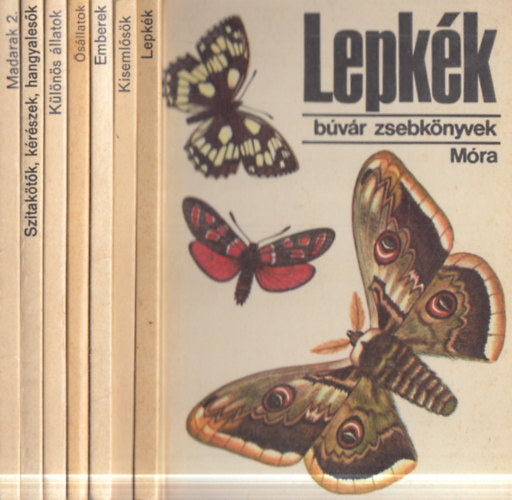 7 db B�v�r zsebk�nyvek: Madarak 2. + Szitak�t�k, k�r�szek, hangyales�k + K�l�n�s �llatok + �s�llatok + Emberek + Kiseml�s�k + Lepk�k