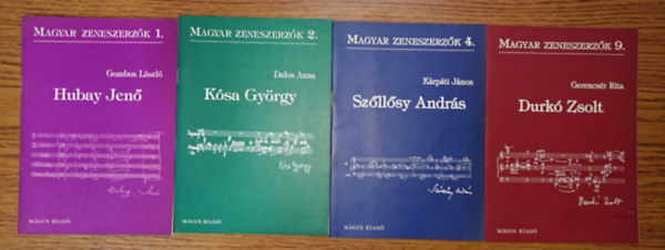 Gerencsér Rita, Kárpáti János, Dalos Anna, Gombos László - 4 füzet a magyar Zeneszerzők című sorozatból: Hubay Jenő, Kósa György, Szőllősy András, Durkó Zsolt