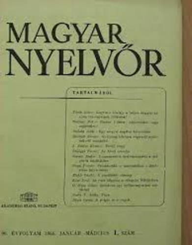 Magyar nyelv�r - 90. �vfolyam - 1966. - teljes