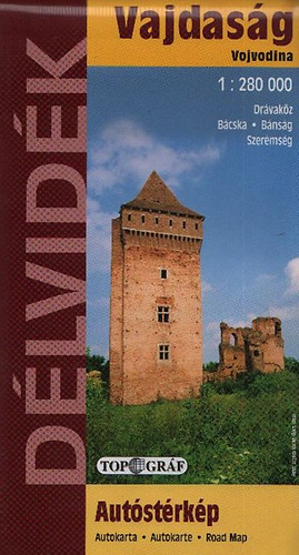 D�lvid�k (Vajdas�g)- Aut�st�rk�p 1:280 000 (Dr�vak�z, B�cska, B�ns�g, Szer�ms�g)