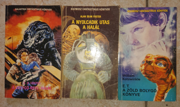 3 db klasszikus Sci -fi könyv: A nyolcadik utas a halál, A bolygó neve halál, E.T. - A zöld bolygó könyve
