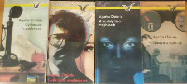 Agatha Christie - 4 db Agatha Christie krimi: Gyilkoss�g meghirdetve + A krist�lyt�k�r meghasadt + Gloriett a hull�nak + Gyilkoss�g a paplakban