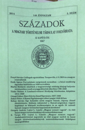 Szzadok - A Magyar Trtnelmi Trsulat folyirata 2014 (148. vfolyam - 3. szm)