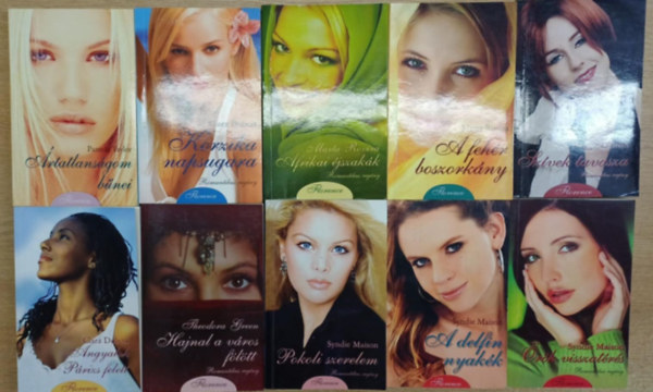 T�bb szerz� - 10 db romatnikus k�tet a Florence sorozatb�l: �rtatlans�gom b�nei - Korzika napsugara - Afrikai �jszak�k - A feh�r boszork�ny - Hajnal a v�ros f�l�tt - Angyalok P�rizs felett - Sz�vek tavasza - Pokoli szerelem - �r�k visszat�r�s - A