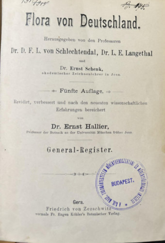 Ernst Dr. Hallier - Flora von Deutschland - General Register
