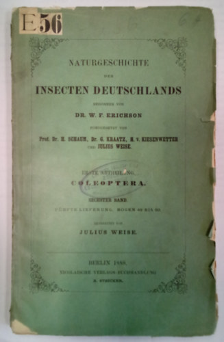 Dr. W. F. Erichson - Naturgeschichte der Insecten Deutschlands / Erste Abtheilung - Coleoptera