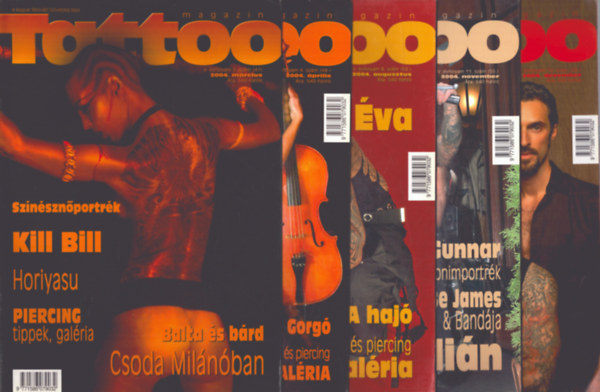 Hornyi Krisztin  (Fszerk.) - Tatoo Magazin 2004/3., 4., 8., 11., 12. szmok (5 db)