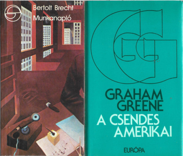 2 db knyv, Bertolt Brecht: Munkanapl, Graham Greene: A csendes amerikai