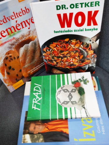 Ismeretlen Szerz - Szakcsknyv KNYVMENT AJNLAT 4 db-os, Fradi szakcsknyv, Wok- fantziads zsiai konyha, A legkedveltebb stemnyek, zvadsz- Gasztronmiai kalandozsok, Hres ttermek hres receptjei