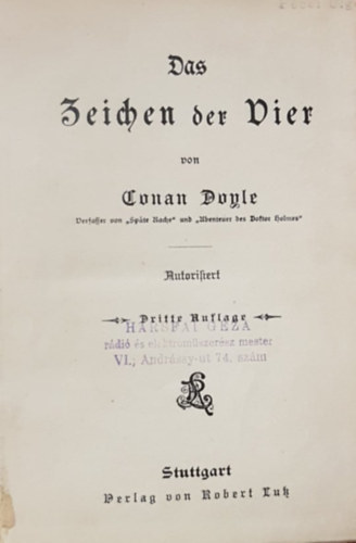 A Conan Doyle - Das Zeichen der Vier - A N�gyek jele n�met nyelven