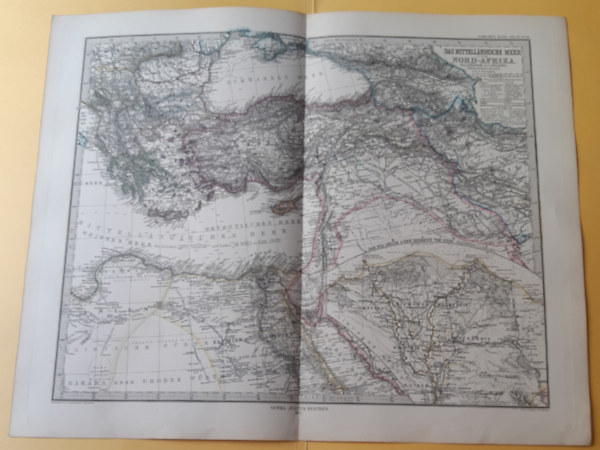 Petermann, A - Das mittelländische Meer und Nord-Afrika (westliches Blatt), Stieler's Hand-Atlas No: 13 + Das mittelländische Meer und Nord-Afrika (östliches Blatt), Stieler's Hand-Atlas No. 14, /1 : 7.500.000 (ca. 48 x 39 cm) térkép/