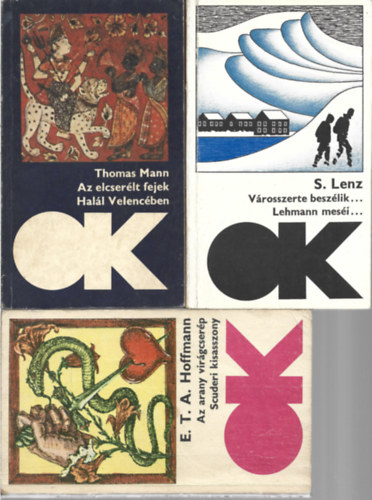 3 db Olcs� K�nyvt�r. Thomas Mann: Az elcser�lt fejek - Hal�l Velenc�ben, S. Lenz: V�rosszerte besz�lik... - Lehmann mes�i---, E. T. A. Hoffmann: Arany vir�gcser�p - Scuderi kisasszony