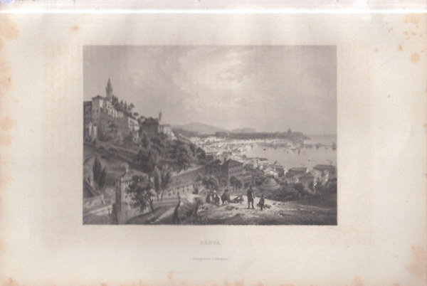Genova l�tk�pe - eredeti litogr�fia (metszet)