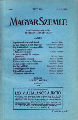 Magyar Szemle 1935. �v XXIV. k�tet 1.(93.) sz�m