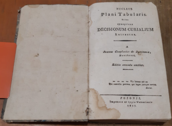 Csaplovics Joannes de Jeszenova - Nucleus plani tabularis. Sive synopticus decisionum curialium extractus