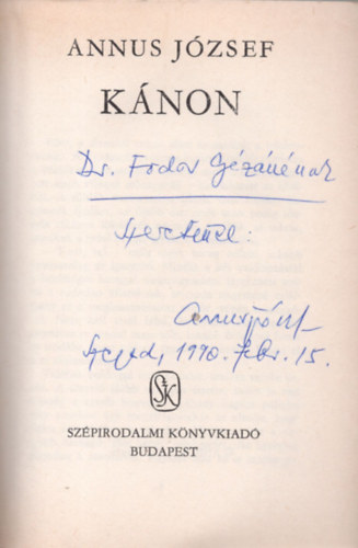 Annus J�zsef - K�non (dedik�lt)