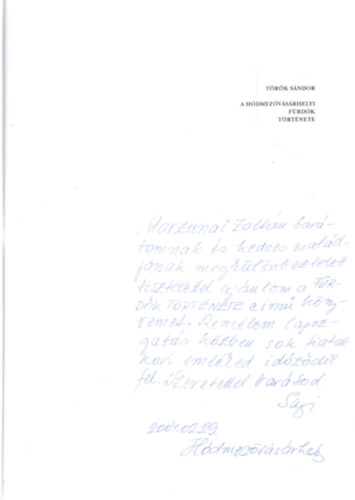 Trk Sndor - A Hdmezvsrhelyi frdk trtnete (dediklt)