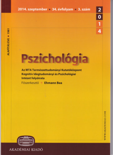 Ehmann Bea - Pszichol�gia 2014. szeptember - 34. �vfolyam 3. sz�m