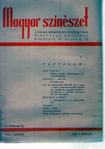 Magyar sznszet 1941/1-12. Teljes vfolyam