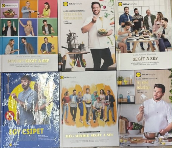 Lidl konyha - 6 darab Lidl szakácskönyv: Egy csipet lazaság;Még mindig segít a séf;Az élet iskolája;Segít a séf;Ételek és évszakok;Megint segít a séf