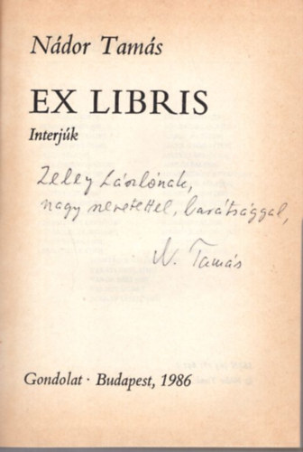 N�dor Tam�s - Ex libris - dedik�lt