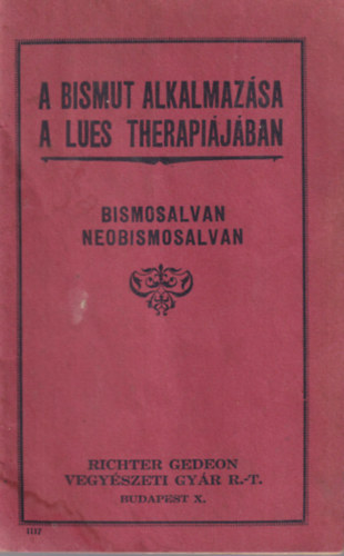 A bismut alkalmaz�sa a lues ther�pi�j�ban