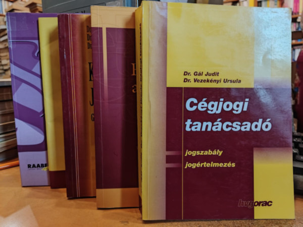 Dr. Dr. Gál Judit, Dr. Vezekényi Ursula, Török Tamás, Dr. Bencze László, Gellérthegyi István, dr. Kocsis-Kupper Zsuzsanna, Dr. Bodor Mária Zsuzsanna, Dr. Koday Zsuzsanna, Dr. Lő Pál Lajos - 5 db Európai jog: A vezető tisztségviselőkre vonatkozó szabályok;Cégjogi tanácsadó; Felelősség a társasági jogban; Környezetvédelmi jogi útmutató; Társasági és cégjoggal kapcsolatos bírósági határozatok gyűjteménye