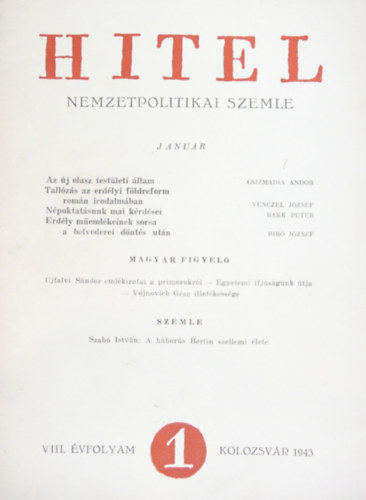 Kki Bla szerk. - Hitel VIII. vfolyam 1-12. szm (Teljes vfolyam)