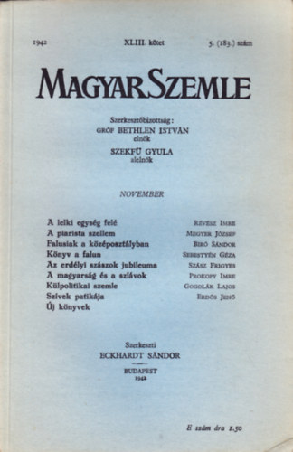 Bethlen Istvn grf - Magyar Szemle 1942. november XLIII. ktet 5. (183.) szm