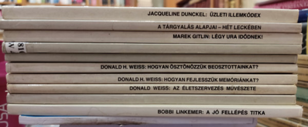 Donald H. Weiss, Bobbi Linkemer, Marek Gitlin, Peter Fleming, Jacqueline Dunckel - 10 db Menedszerek kisknyvtra (cmek a termklapon, sajt fot)