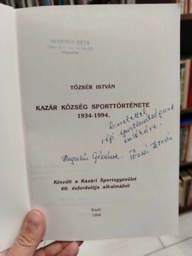 Tzsr Istvn - Kazr kzsg sporttrtnete 1934-1994