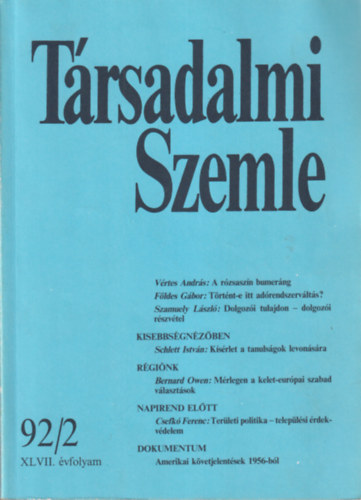 F�leki J�zsef - 2 db T�rsadalmi Szemle 1989/8-9, 92/2