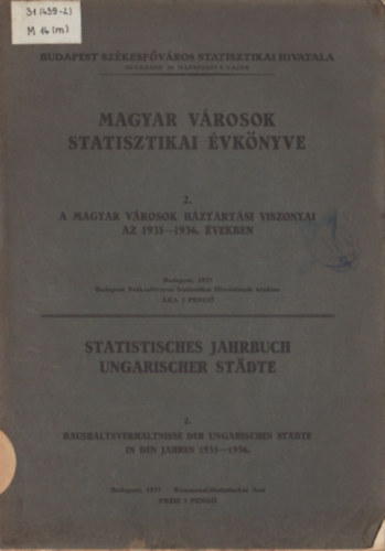 Magyar vrosok statisztikai vknyve - 2. rsz - A magyar vrosok hztartsi viszonyai az 1935-1936.. vekben