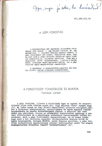 Varga Dnes, Gspr Istvn Tarnczi Lrnt - Gpi fordts - A fordtp tmdklse s buksa - Mi az igazsg a gp fordts krl - Informci s vllalati tevkenysg a szakirodalom tkrben