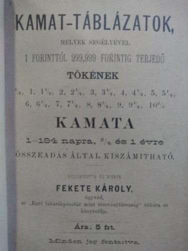 Fekete Kroly - Kamattblzatok